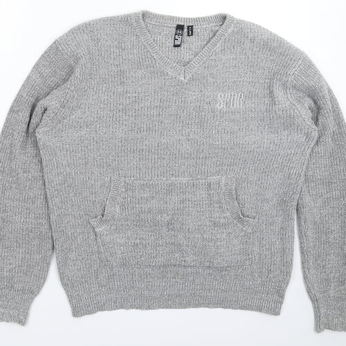 Spider Womens Grey  Knit Pullover Jumper Size XL