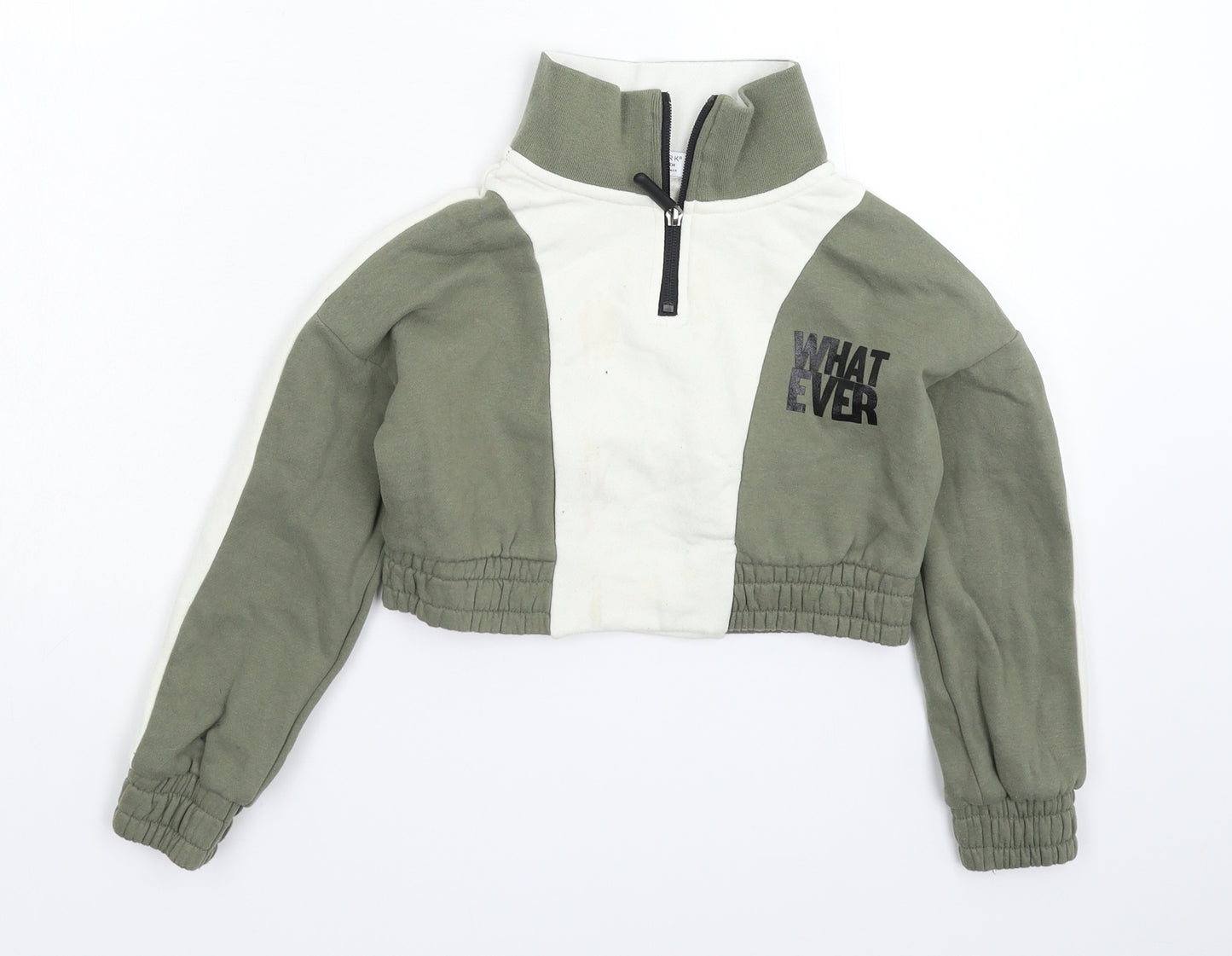 Primark Girls Green   Pullover Sweatshirt Size 6-7 Years  - Crop