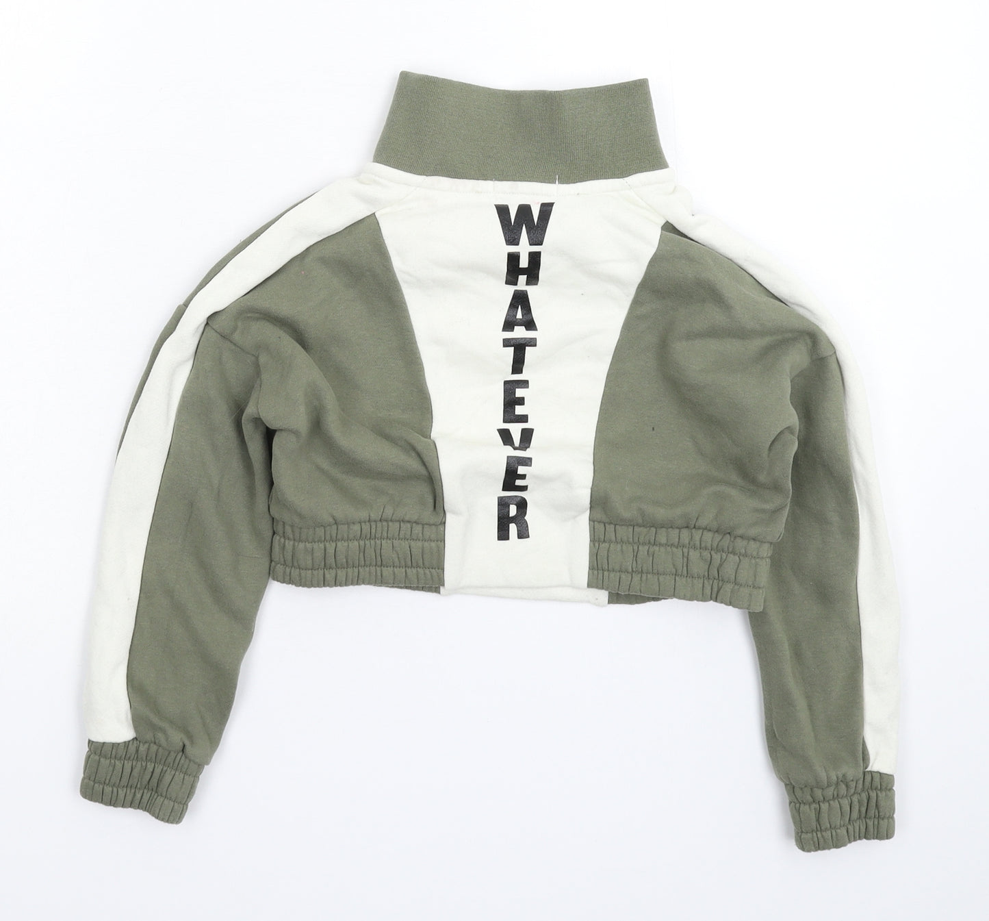 Primark Girls Green   Pullover Sweatshirt Size 6-7 Years  - Crop