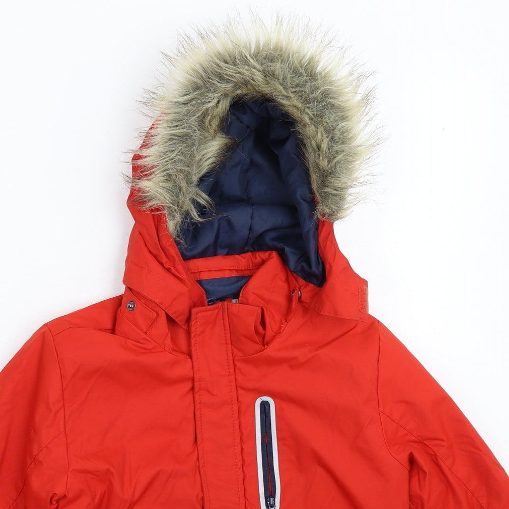H&M Boys Red   Parka Coat Size 5-6 Years