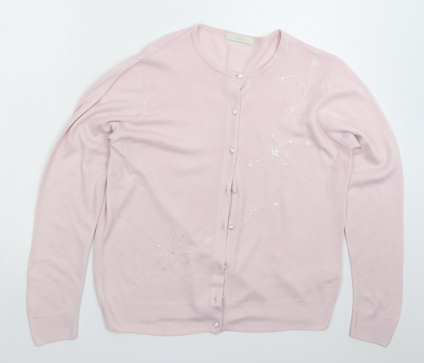 Marks and Spencer Womens Pink  Knit Cardigan Jumper Size 14