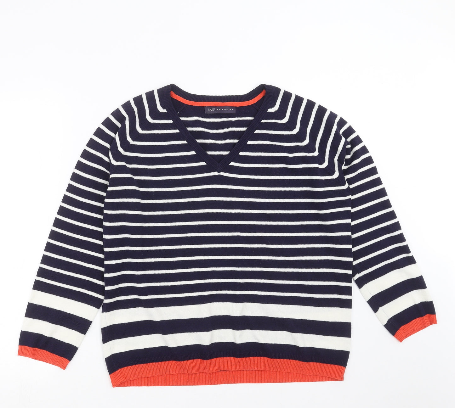 Marks and Spencer Womens Blue Striped  Pullover Jumper Size 16