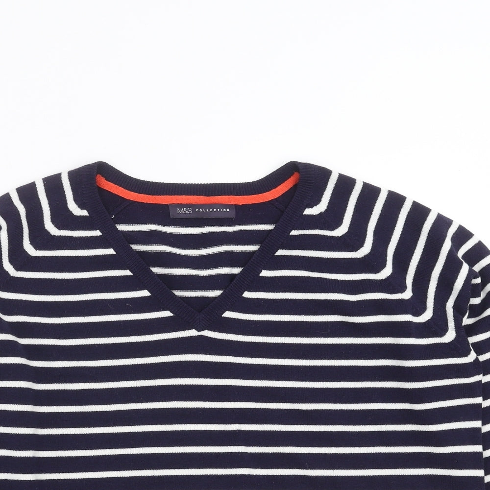 Marks and Spencer Womens Blue Striped  Pullover Jumper Size 16