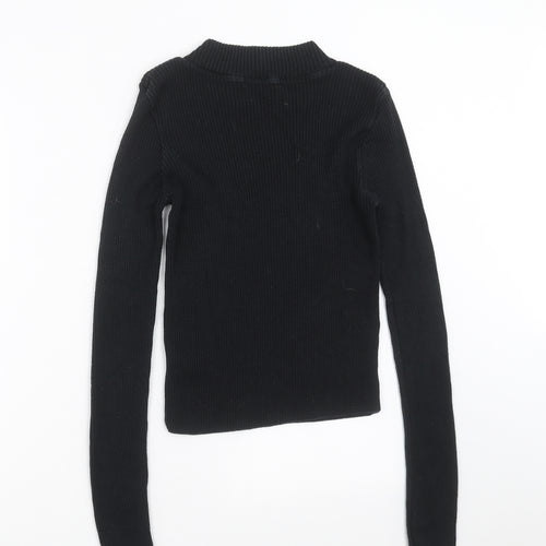 New Look Womens Black  Knit Pullover Jumper Size 10  - ribbed fabric