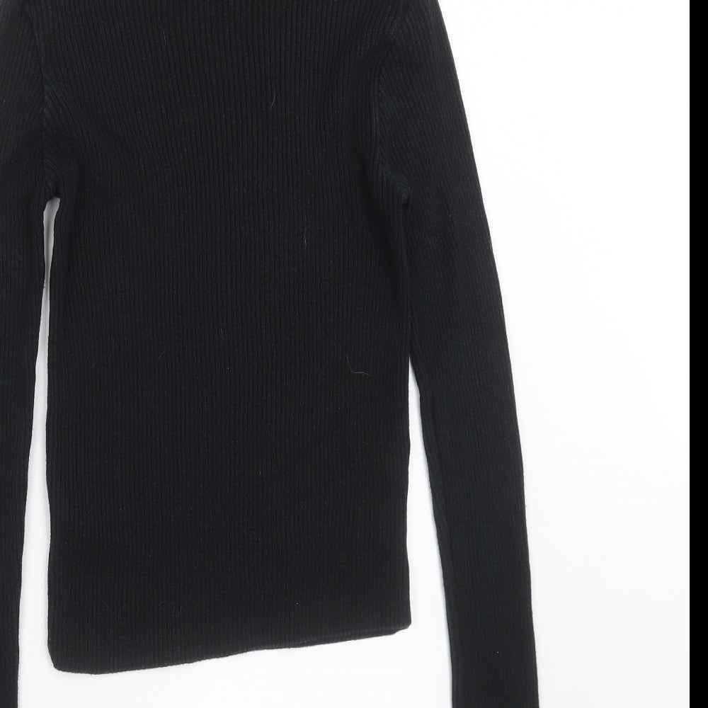 New Look Womens Black  Knit Pullover Jumper Size 10  - ribbed fabric