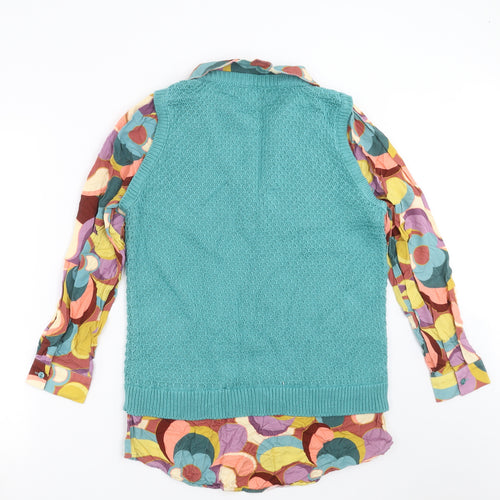 NEXT Womens Green Geometric Knit Pullover Jumper Size M  - Under Shirt detail