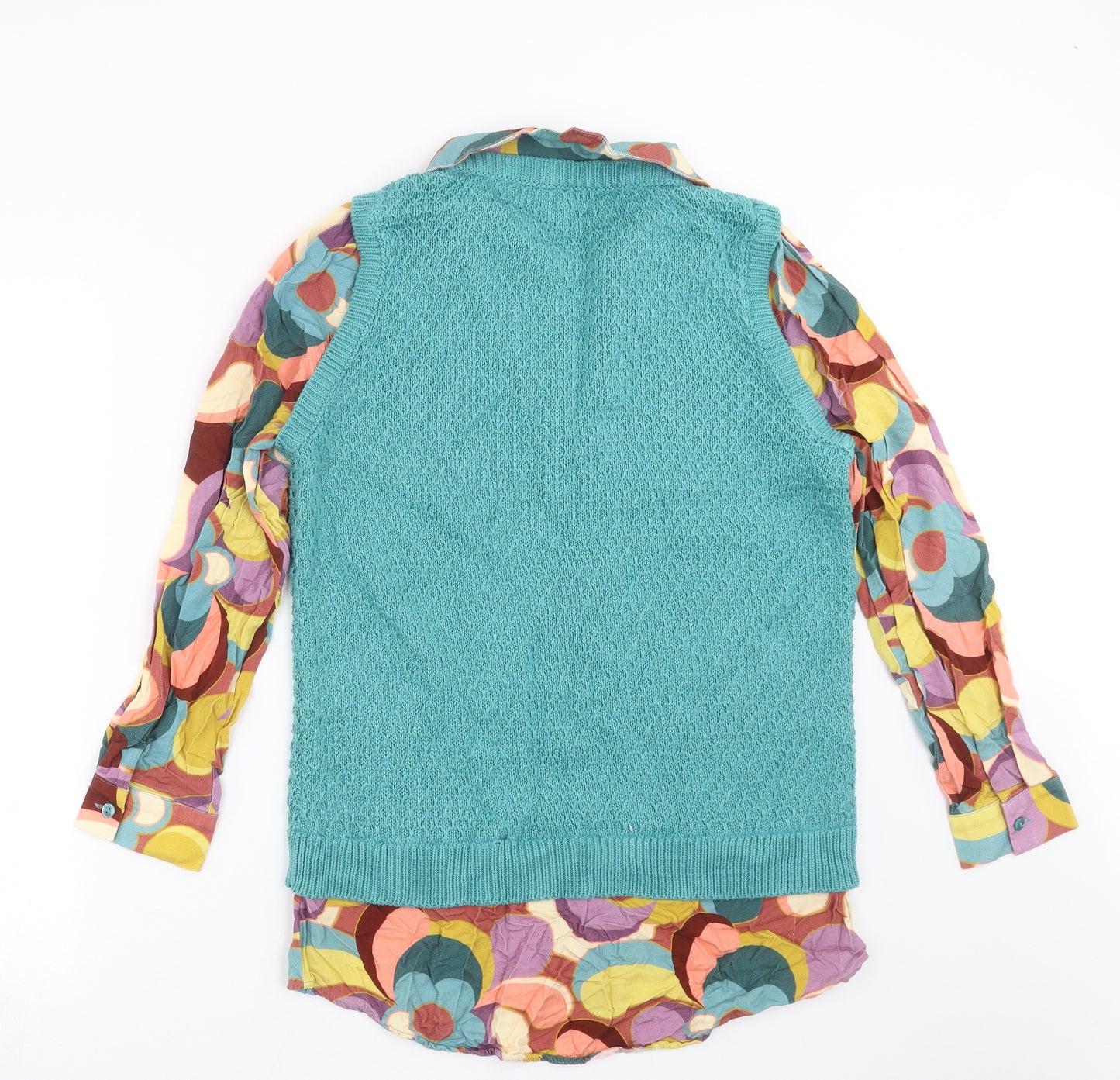 NEXT Womens Green Geometric Knit Pullover Jumper Size M  - Under Shirt detail