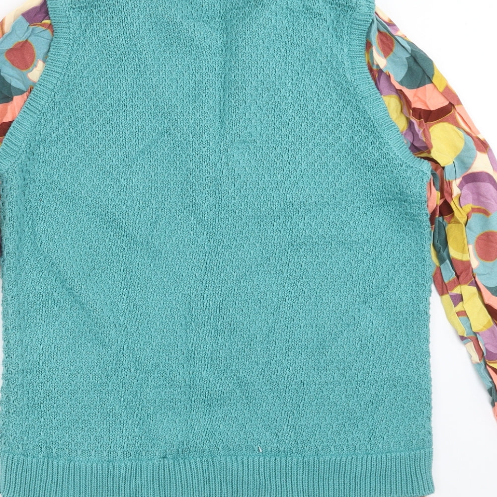 NEXT Womens Green Geometric Knit Pullover Jumper Size M  - Under Shirt detail