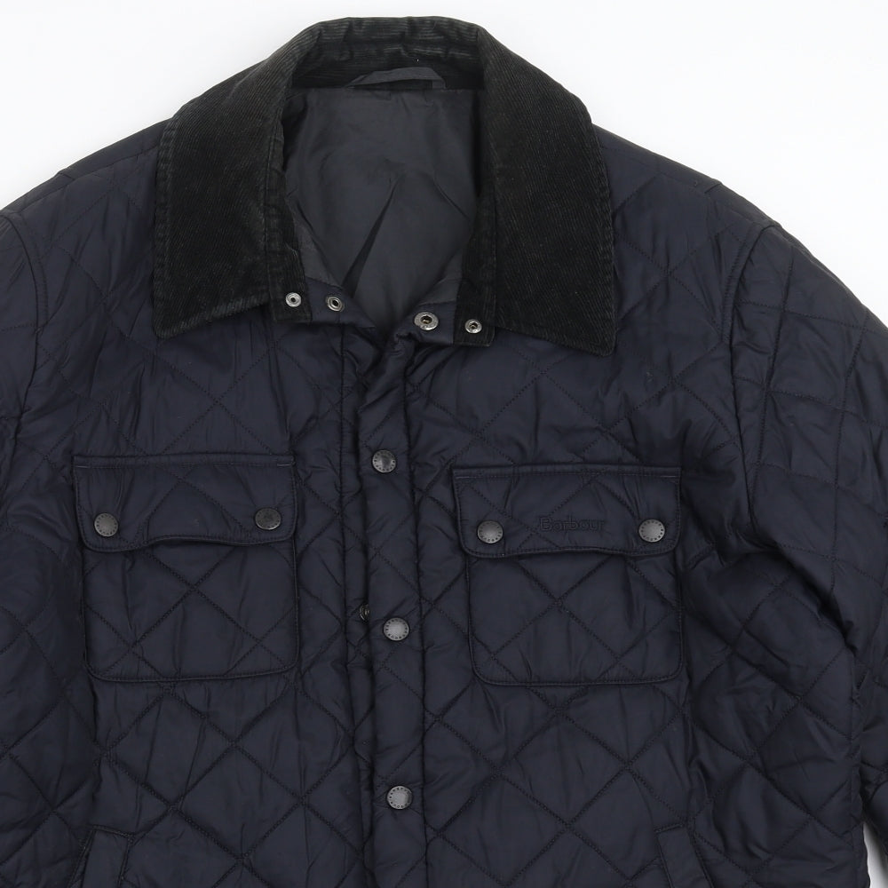 Barbour Mens Blue Argyle/Diamond  Quilted Jacket Size XL