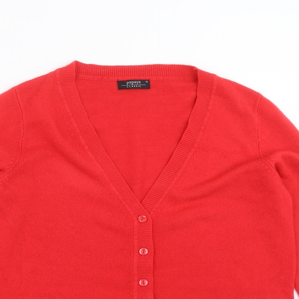 Papaya Womens Red  Knit Cardigan Jumper Size 12