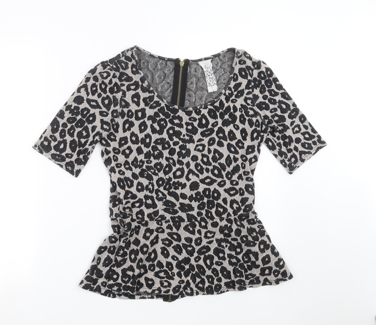 NEXT Womens Black Animal Print Knit Pullover Jumper Size 10