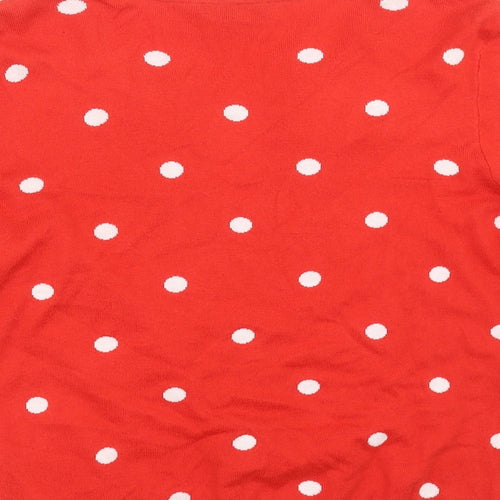 Hobbs Womens Red Polka Dot Knit Cardigan Jumper Size M