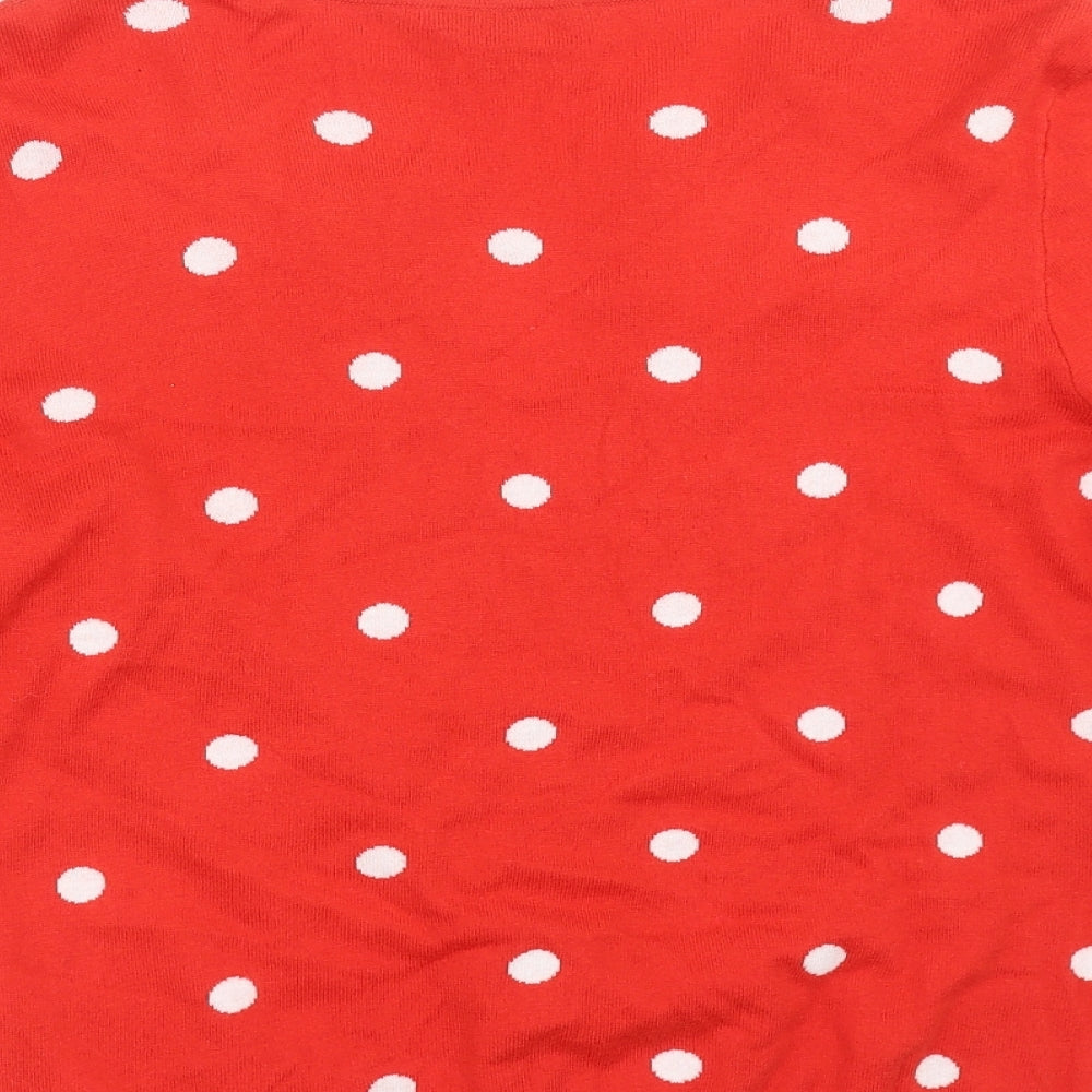 Hobbs Womens Red Polka Dot Knit Cardigan Jumper Size M