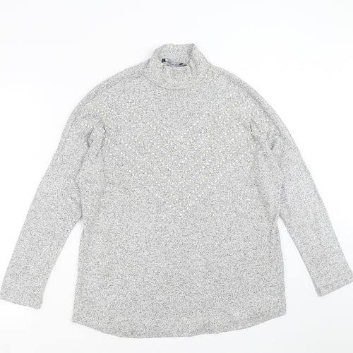 Select Womens Grey  Knit Pullover Jumper Size S  - beaded
