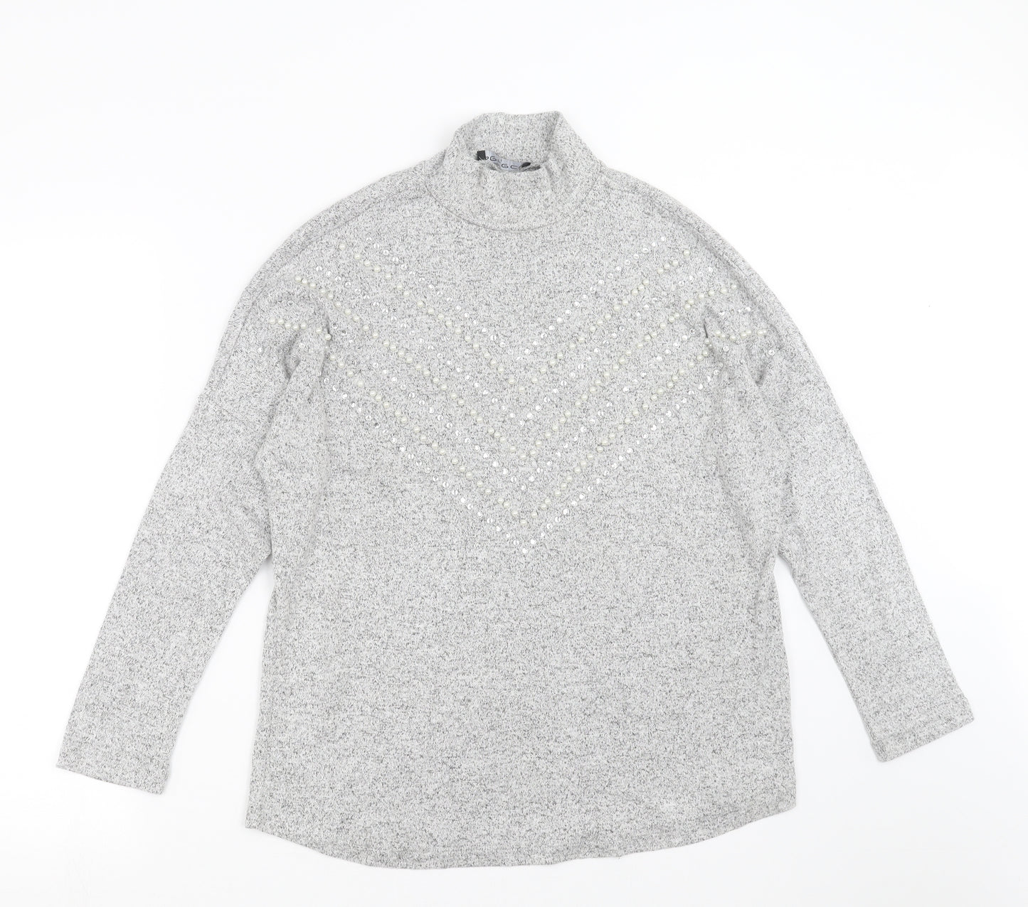 Select Womens Grey  Knit Pullover Jumper Size S  - beaded