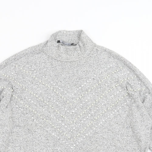 Select Womens Grey  Knit Pullover Jumper Size S  - beaded