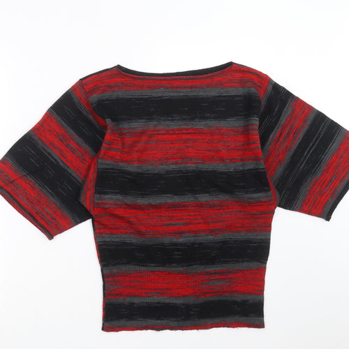Style&co. Womens Red Striped Knit Pullover Jumper Size L