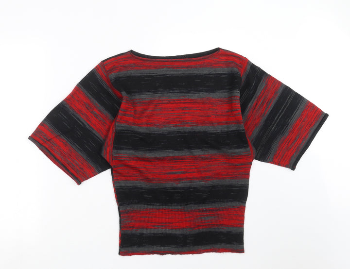 Style&co. Womens Red Striped Knit Pullover Jumper Size L