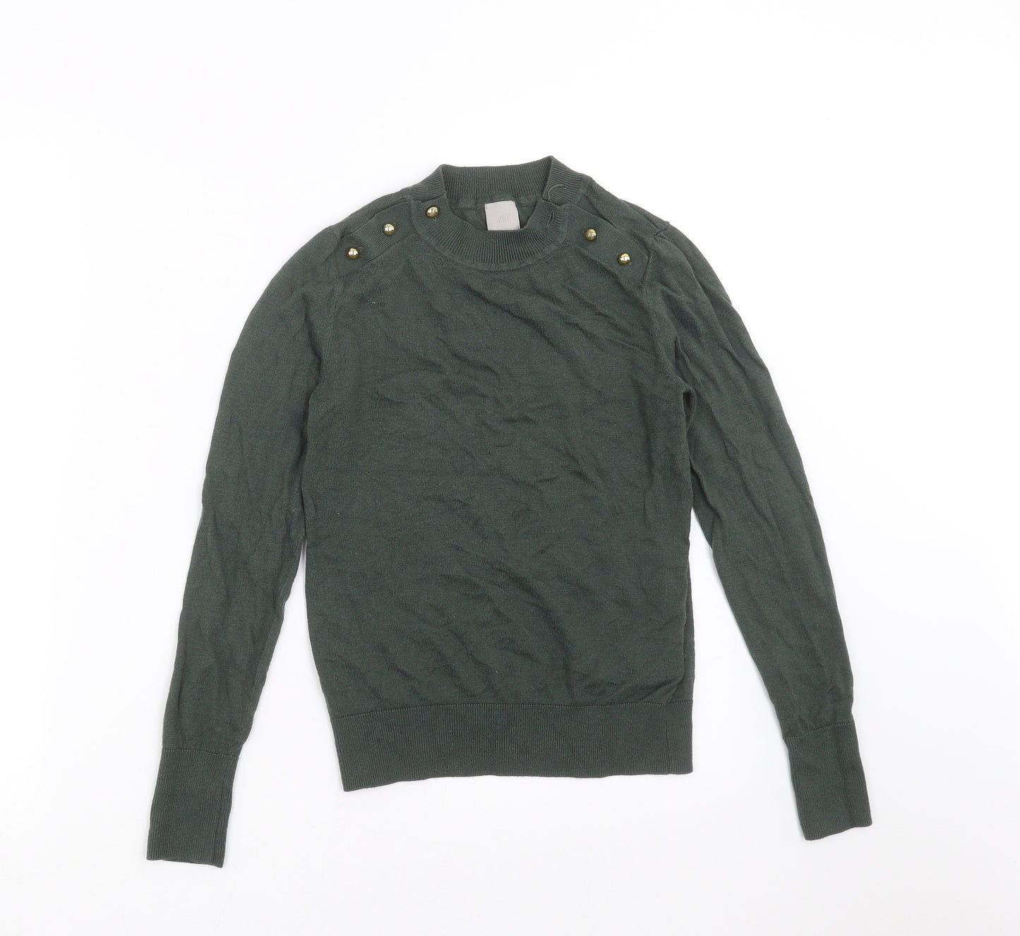 H&M Womens Green  Knit Pullover Jumper Size XS