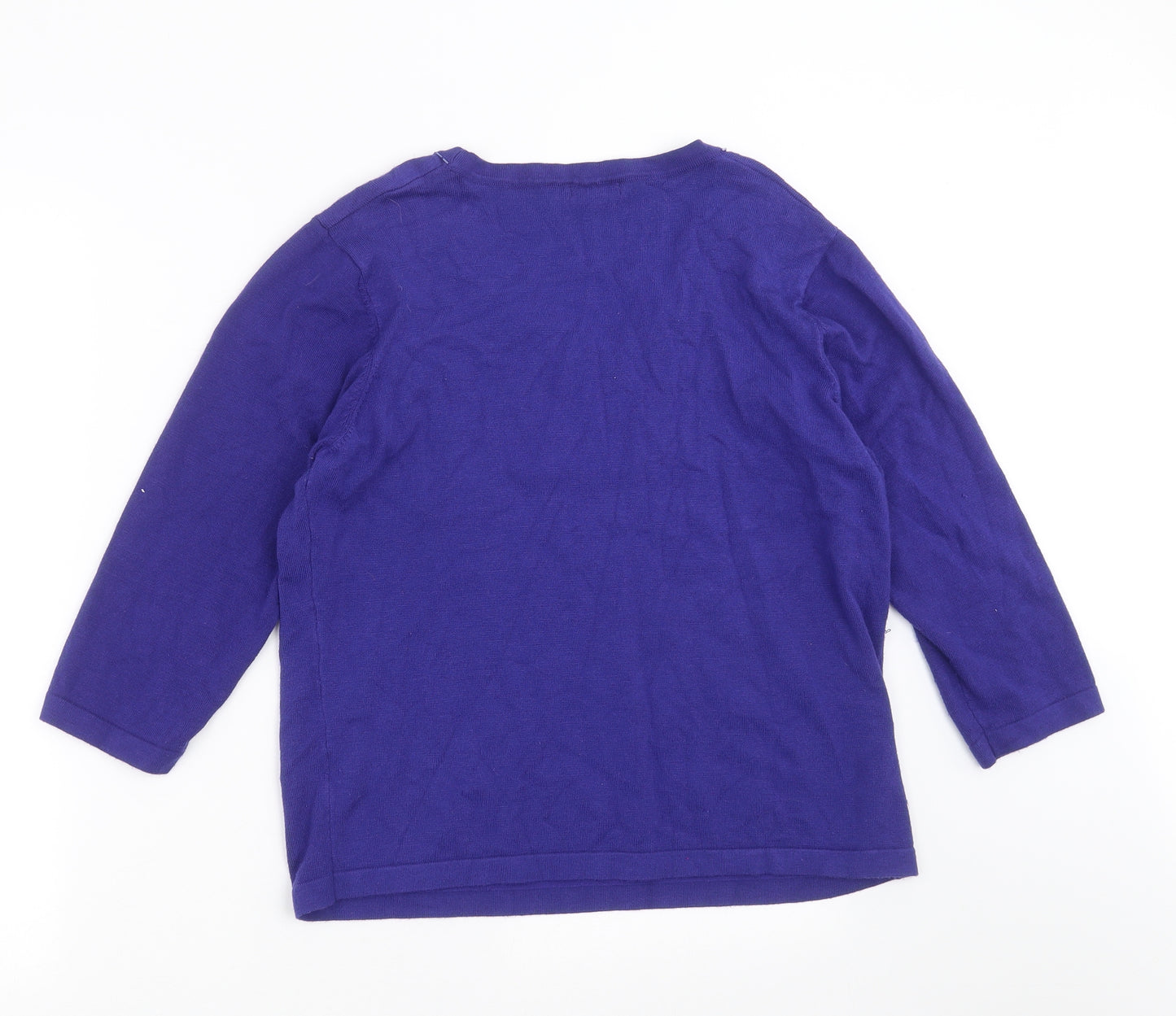 BM Womens Blue  Knit Pullover Jumper Size L  - beaded