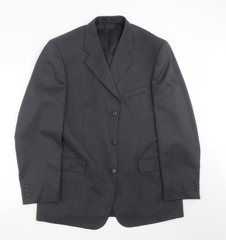 ZANTOS Mens Grey Jacket Suit Jacket Size 42