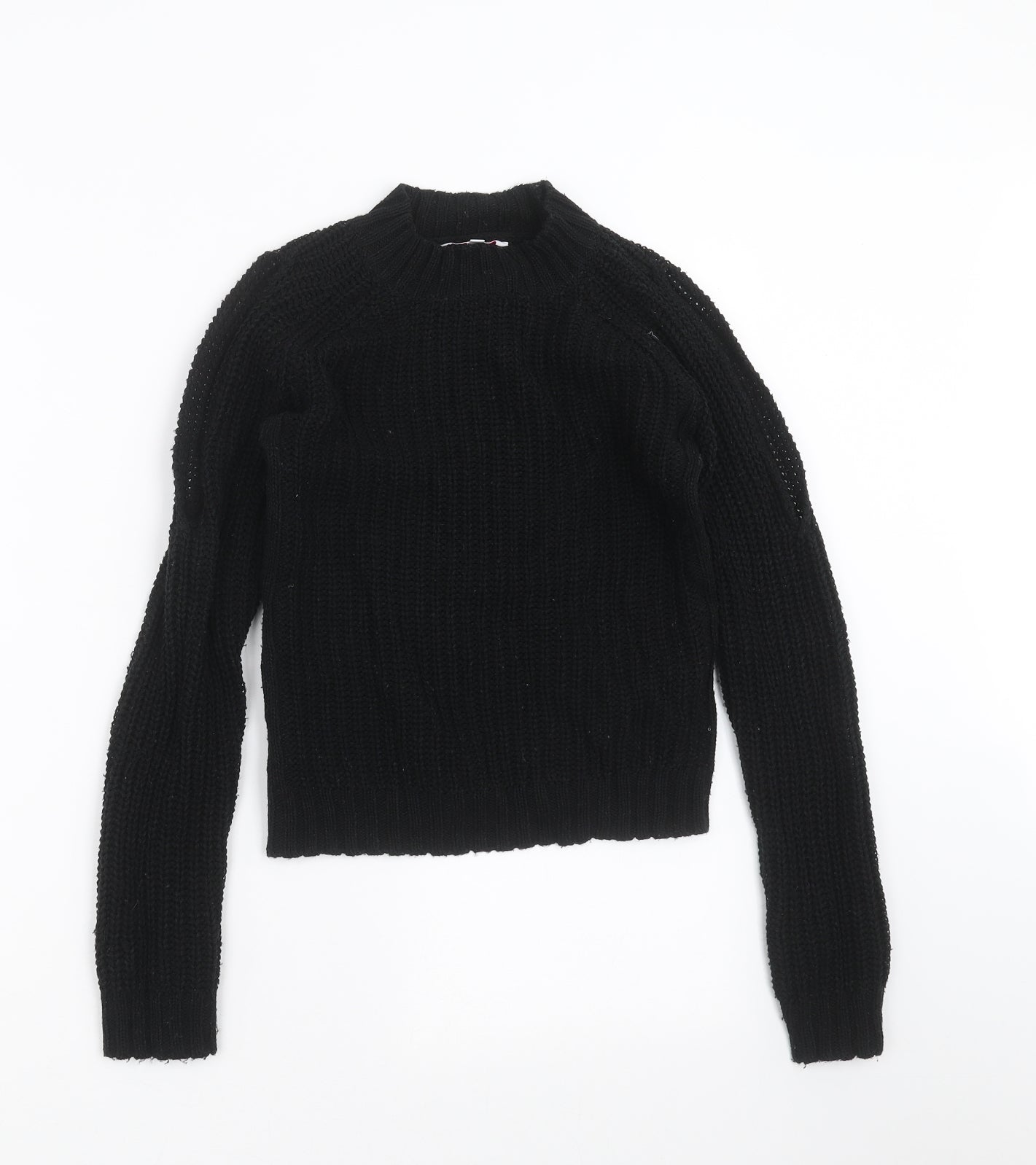 Miss Evie Girls Black  Knit Pullover Jumper Size 9-10 Years  - cold Shoulder