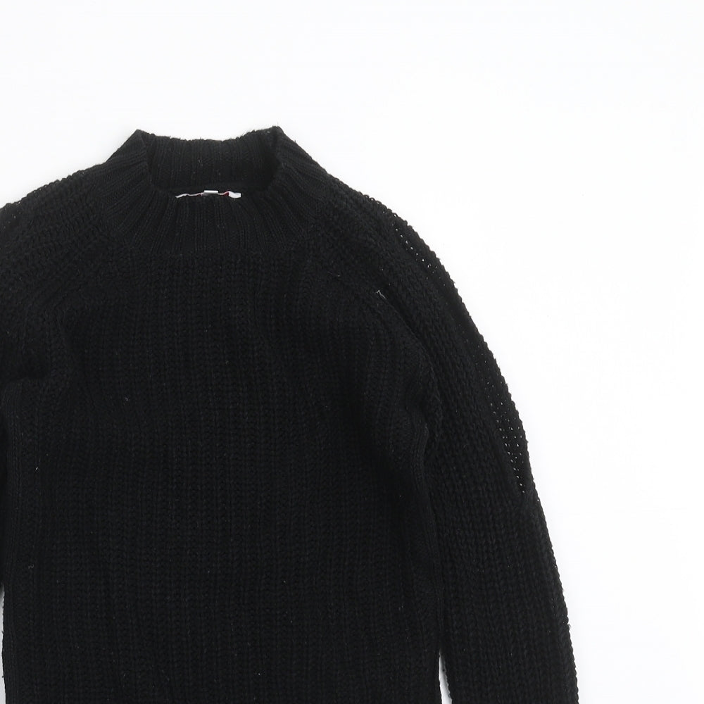 Miss Evie Girls Black  Knit Pullover Jumper Size 9-10 Years  - cold Shoulder
