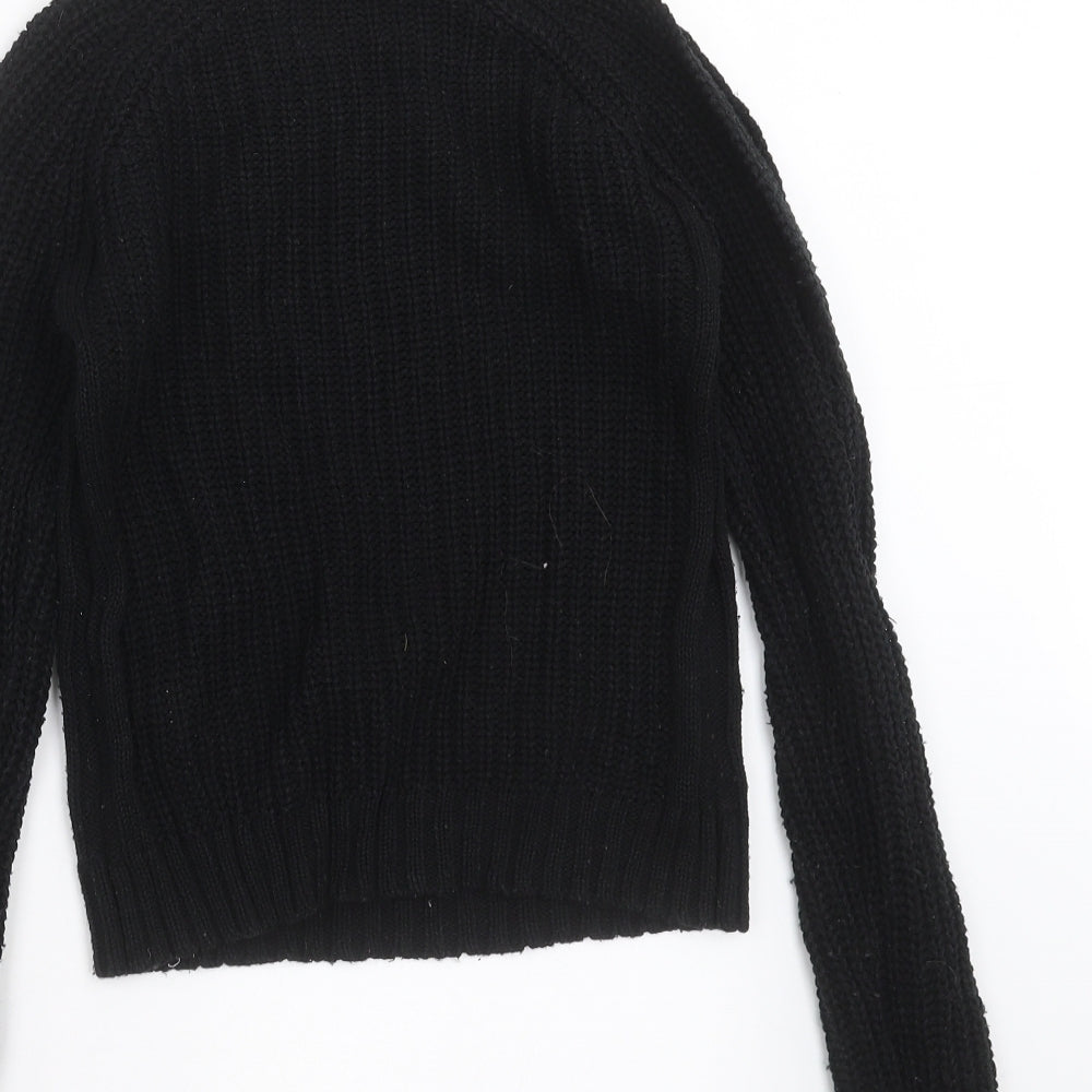 Miss Evie Girls Black  Knit Pullover Jumper Size 9-10 Years  - cold Shoulder