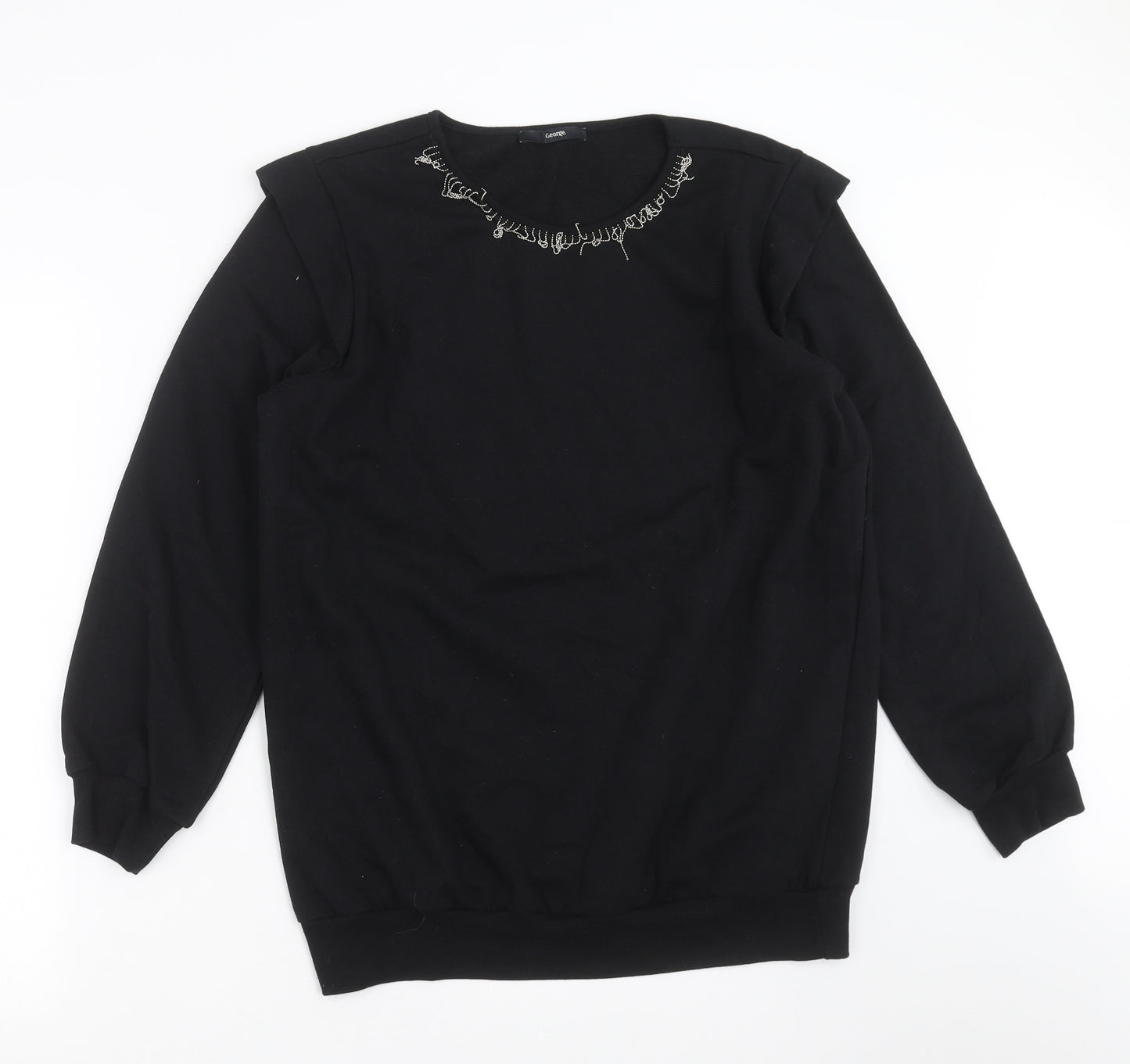George Womens Black   Pullover Sweatshirt Size M  - beaded detail