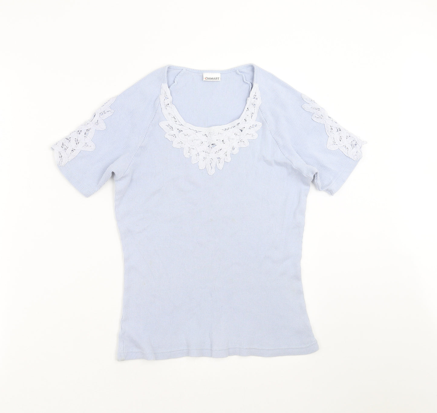 Damart Womens Blue   Basic T-Shirt Size 10  - lace detail