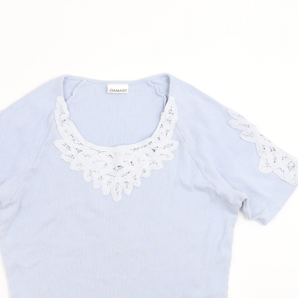 Damart Womens Blue   Basic T-Shirt Size 10  - lace detail