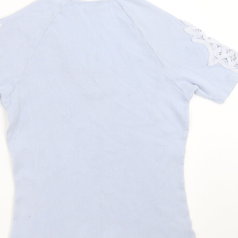 Damart Womens Blue   Basic T-Shirt Size 10  - lace detail