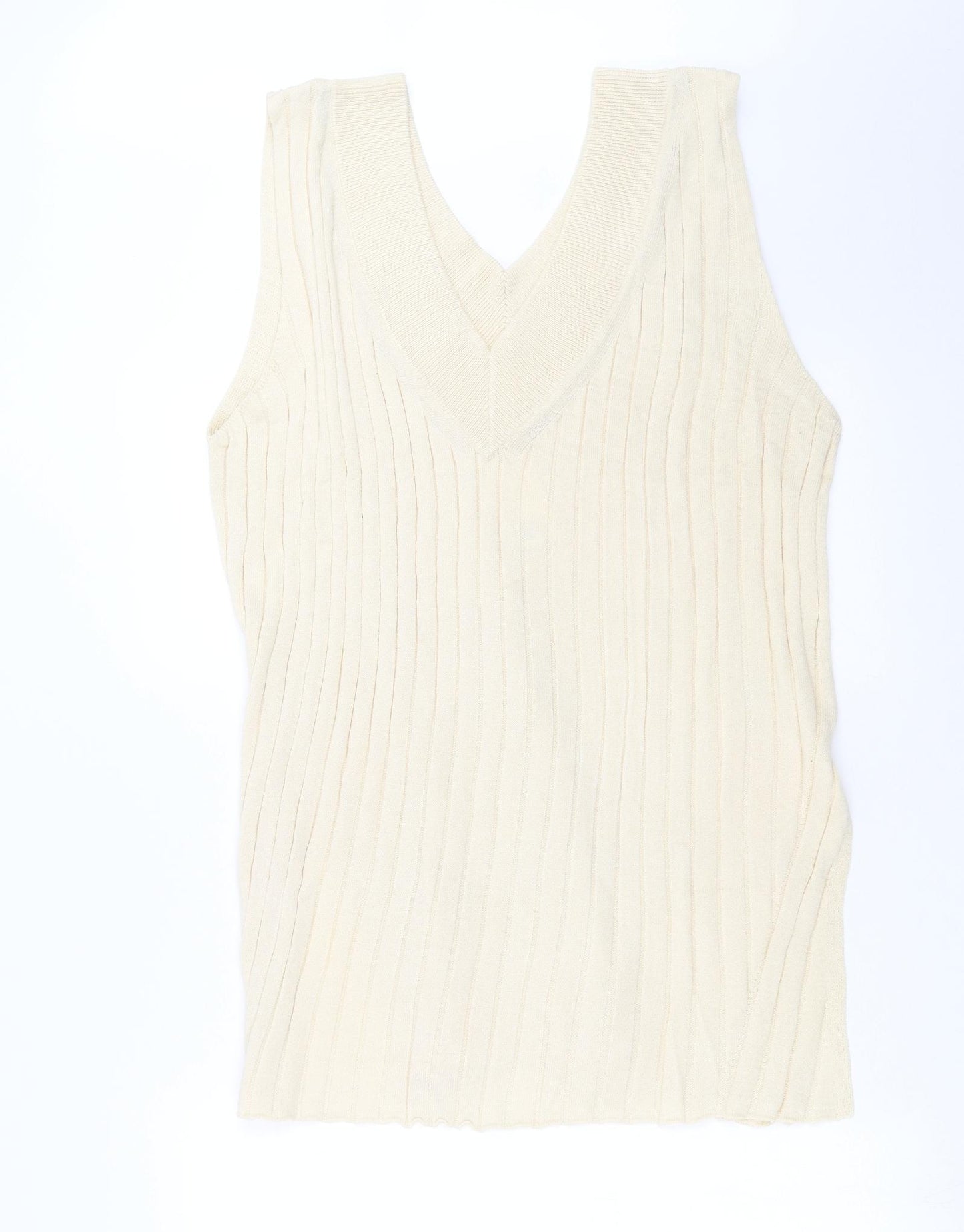H&M Womens Beige Striped Knit Pullover Jumper Size L