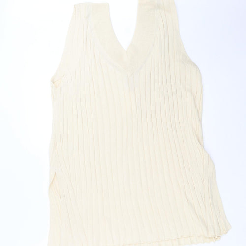H&M Womens Beige Striped Knit Pullover Jumper Size L