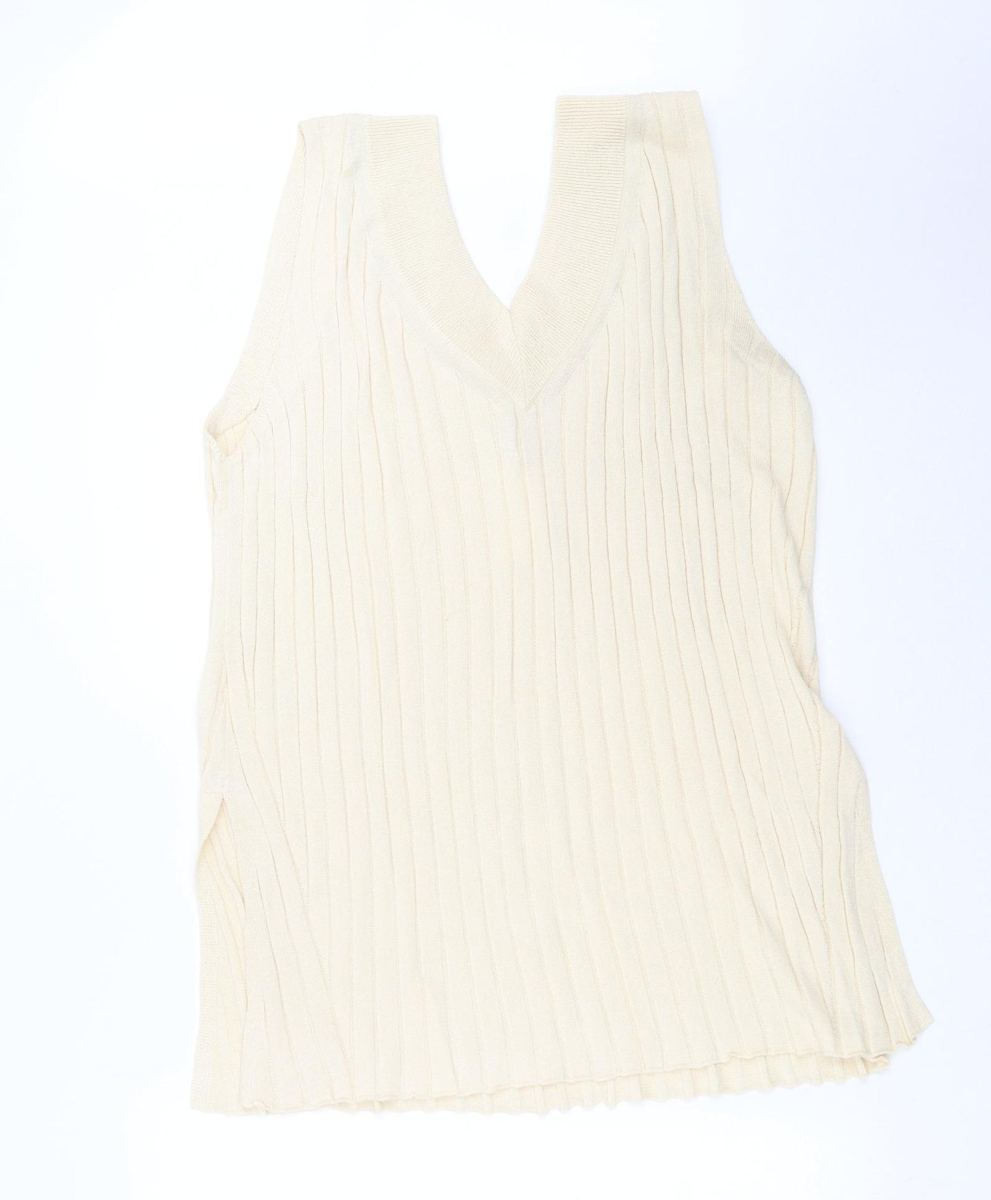 H&M Womens Beige Striped Knit Pullover Jumper Size L