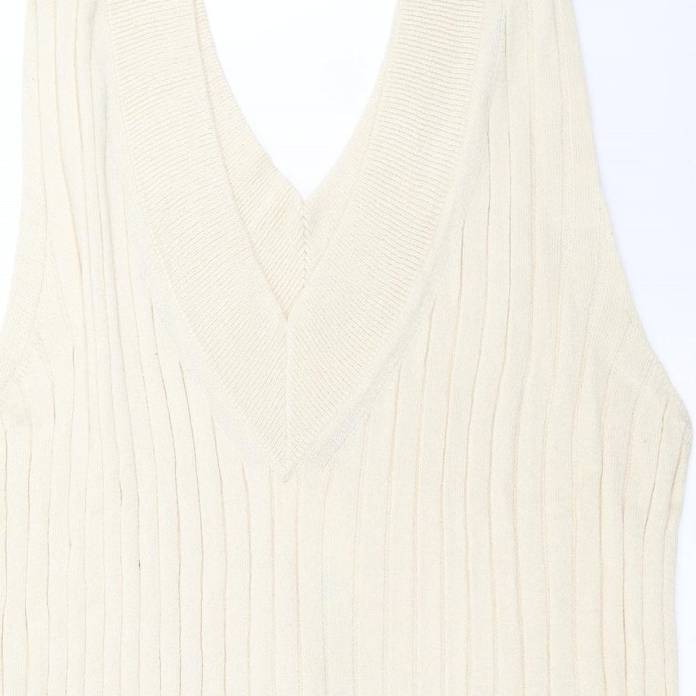 H&M Womens Beige Striped Knit Pullover Jumper Size L