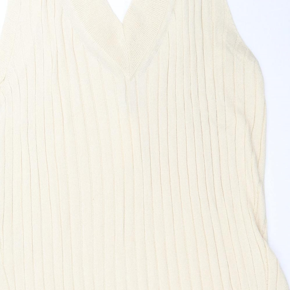 H&M Womens Beige Striped Knit Pullover Jumper Size L
