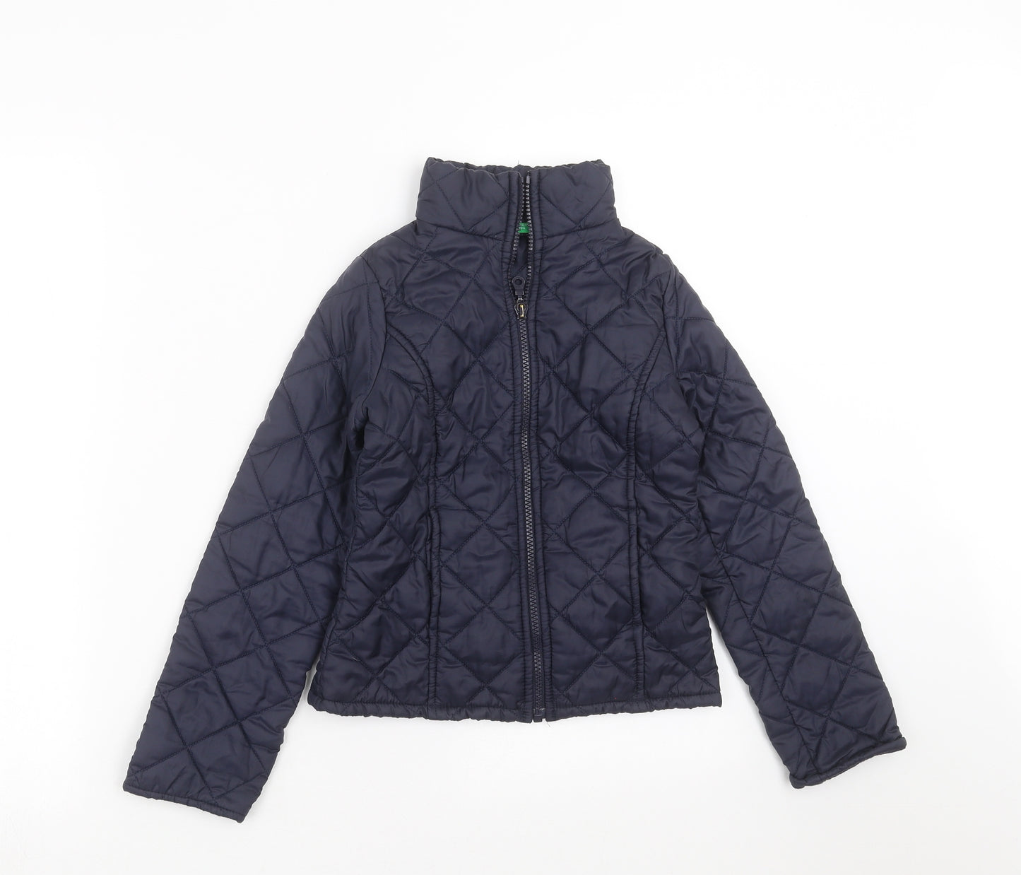 United Colors of Benetton Girls Blue Argyle/Diamond  Quilted Jacket Size 5-6 Years