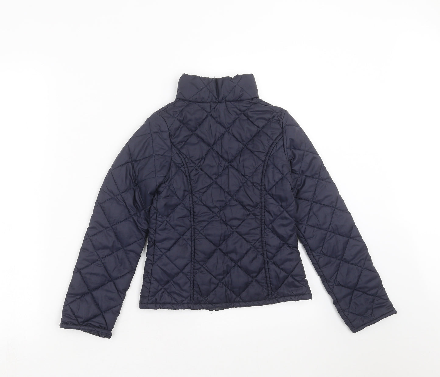 United Colors of Benetton Girls Blue Argyle/Diamond  Quilted Jacket Size 5-6 Years