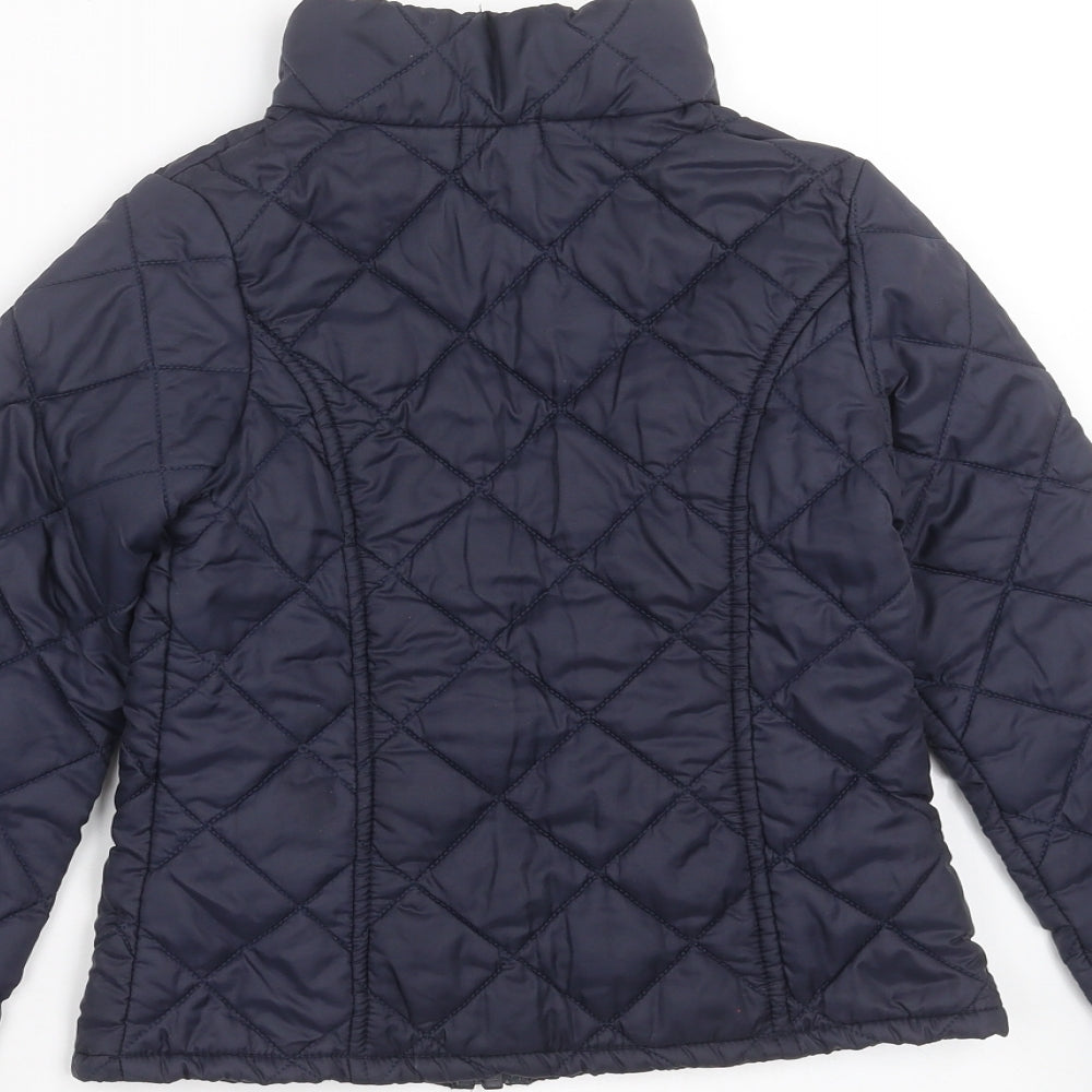 United Colors of Benetton Girls Blue Argyle/Diamond  Quilted Jacket Size 5-6 Years