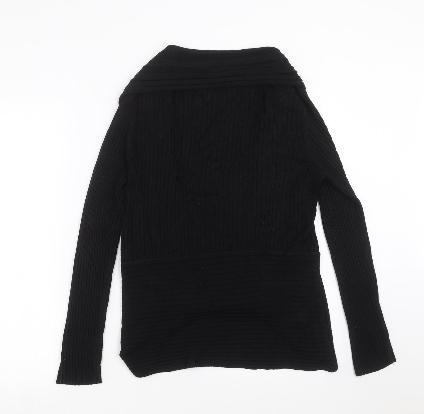 BM Womens Black Striped Knit Cardigan Jumper Size M