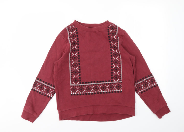 Topshop Womens Red Geometric  Pullover Jumper Size 6
