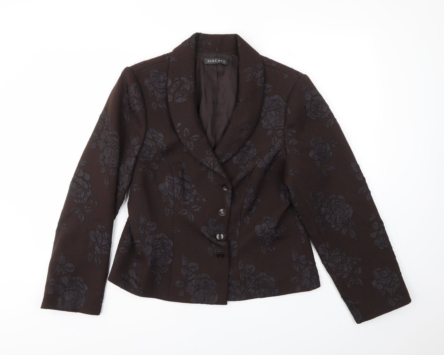 ALEX&CO Womens Brown Floral  Jacket Blazer Size 18