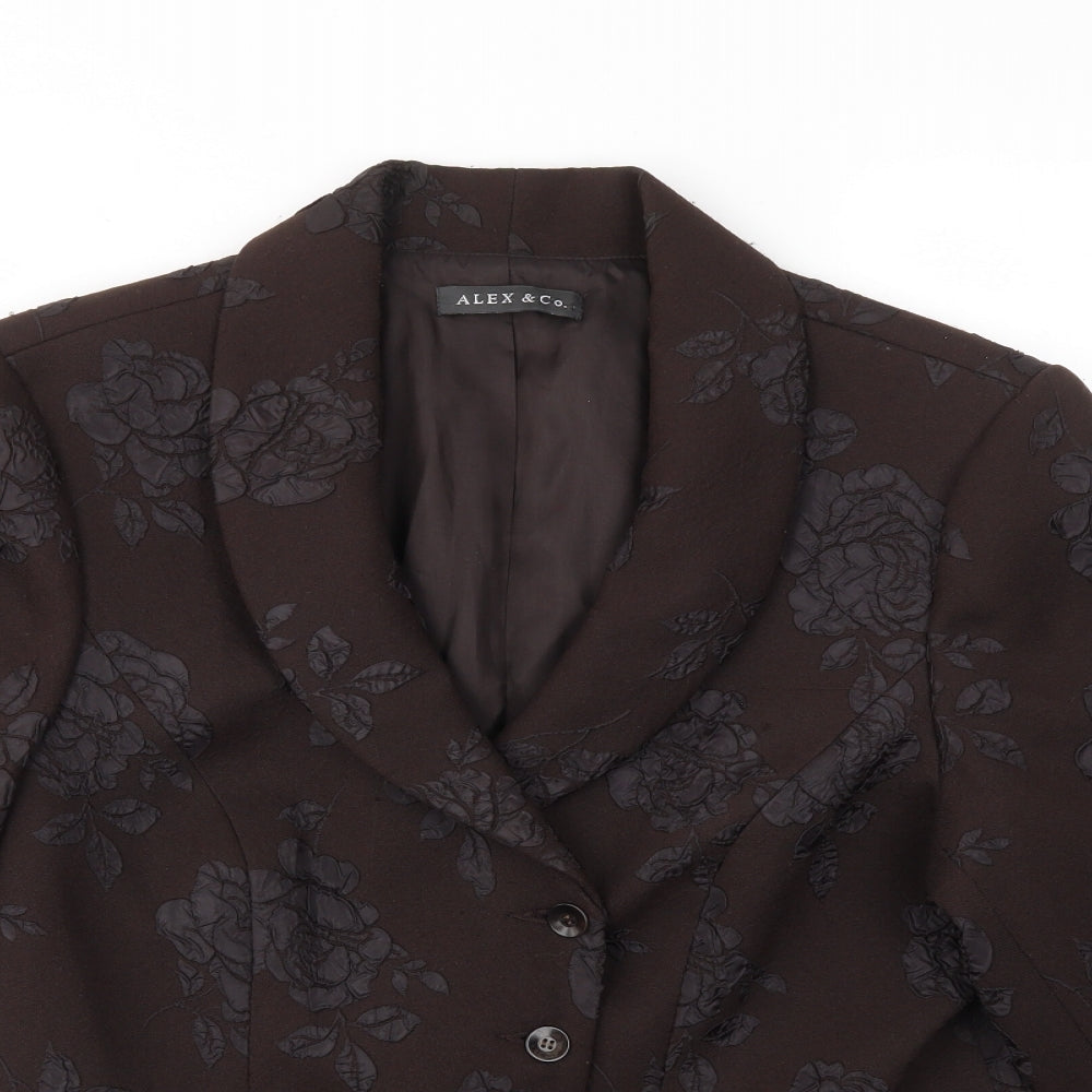 ALEX&CO Womens Brown Floral  Jacket Blazer Size 18