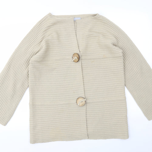 MODERN SOUR Womens Beige Houndstooth  Cardigan Jumper Size S