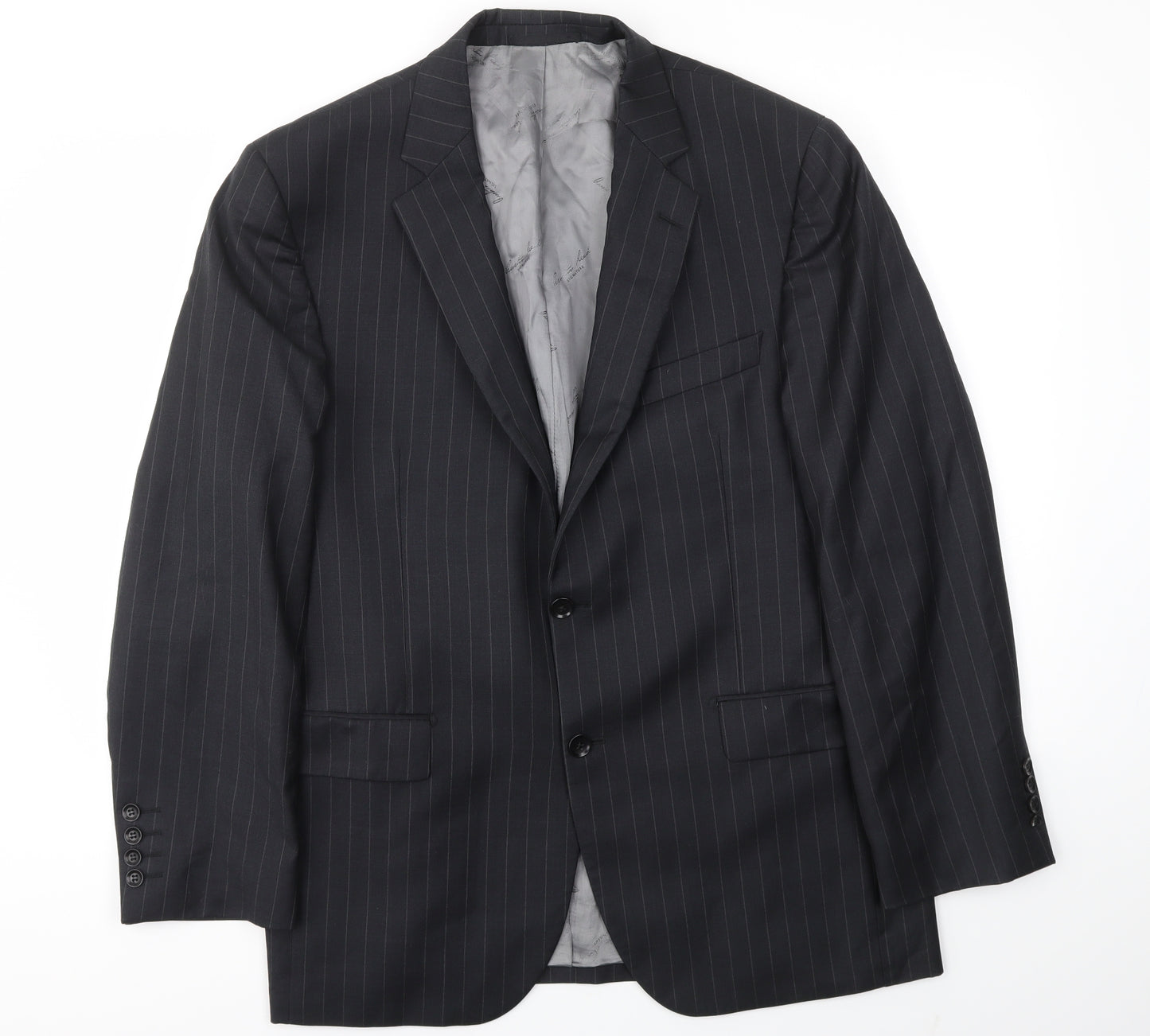 OUSTIN REED Mens Black Striped  Jacket Blazer Size 40