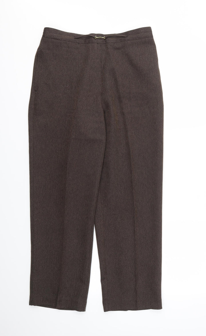 BHS Womens Brown Trousers Size 12 L26 in - stretch waistband
