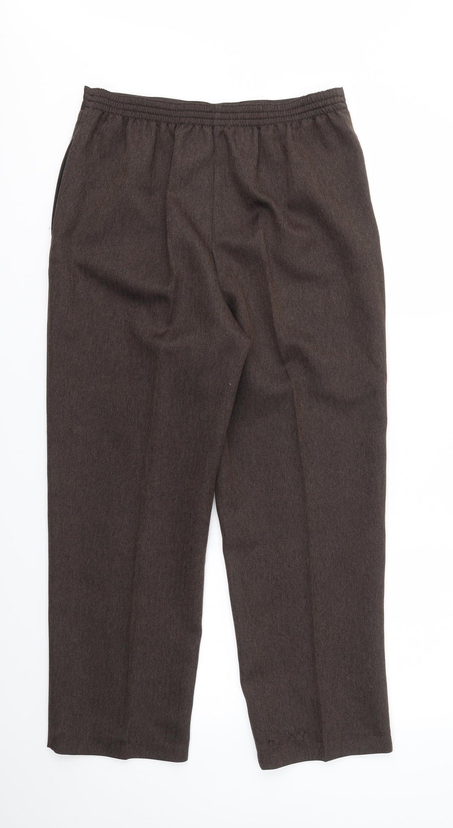 BHS Womens Brown   Trousers  Size 12 L26 in - stretch waistband