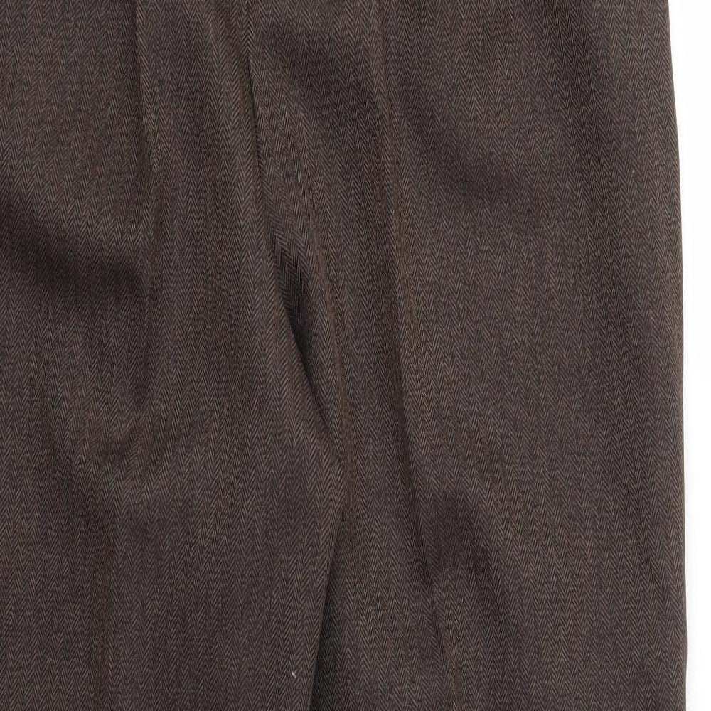 BHS Womens Brown   Trousers  Size 12 L26 in - stretch waistband