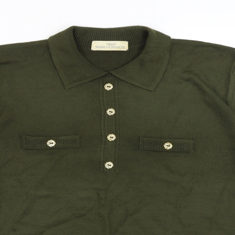 M&S Womens Green   Pullover Jumper Size 14